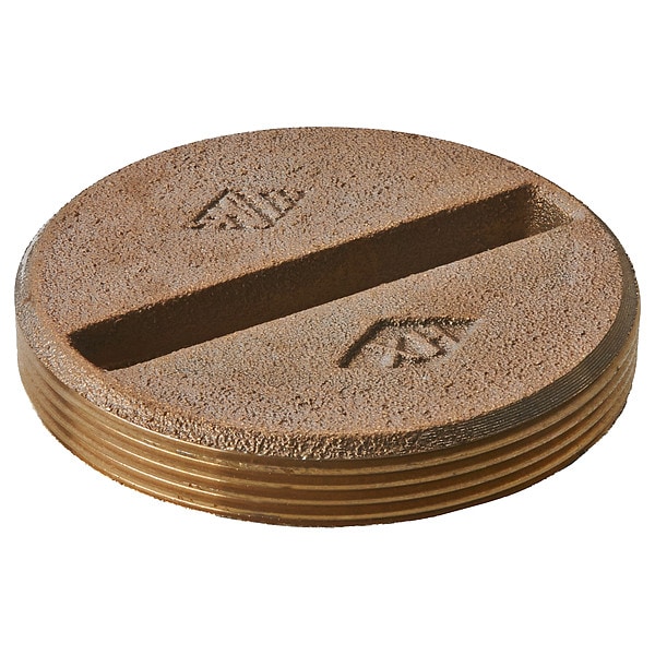 Round Floor Cleanout, Cast Bronze Plug, 4"