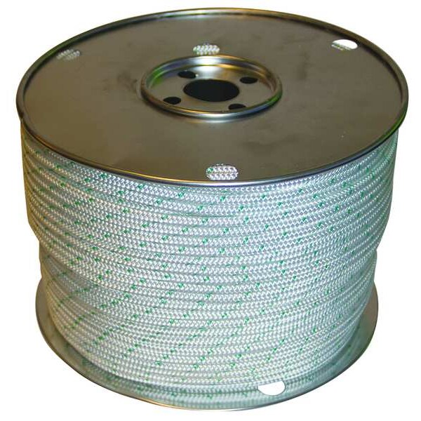 Rope, 600ft, Wht/Grn Tracer, 1850lb, Polystr