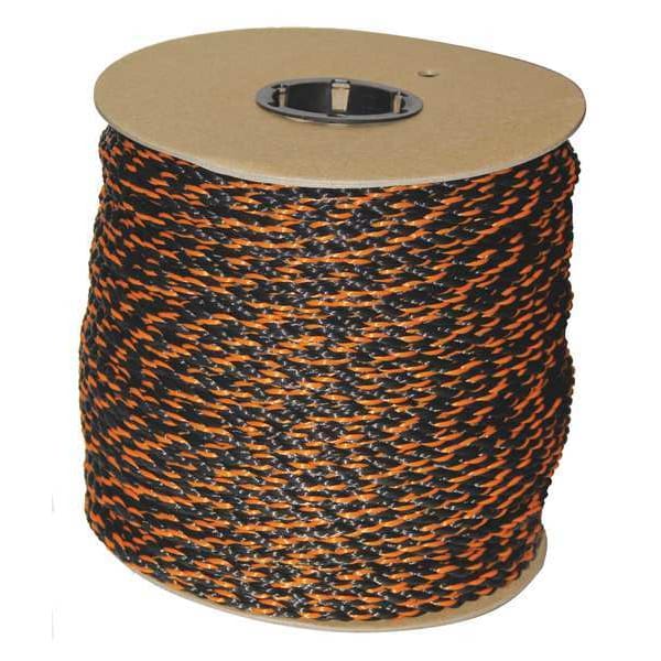 Rope, 600ft, Blk/Orng, 215lb., Polyprpylne
