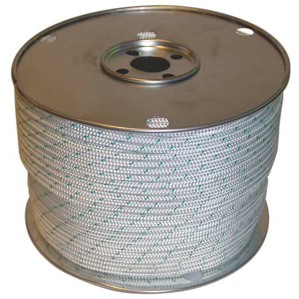 Rope, 600ft, Wht/Grn Tracer, 1260lb, Polystr