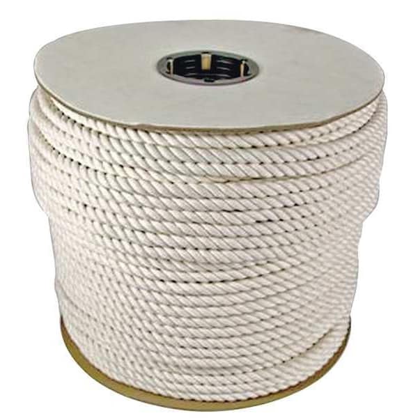Rope, 600ft, Wht, 3/8 in. Dia., Cotton