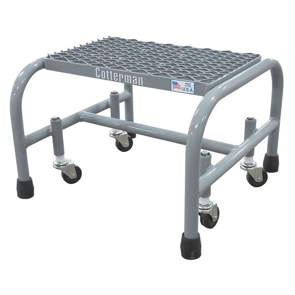 Rolling Platform, 1 Steps, 10 in Overall Height, Steel, Gray