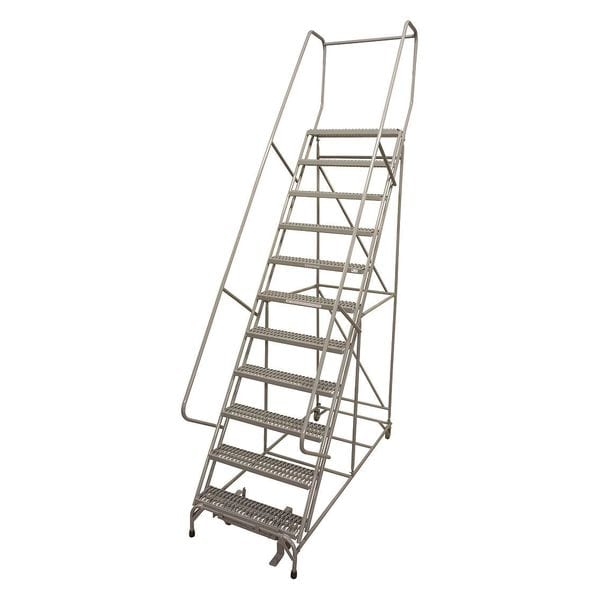 162 in H Stainless Steel Rolling Ladder, 12 Steps, 450 lb Load Capacity