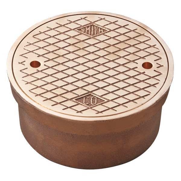 Round Floor Cleanout, Polished Bronze, 4", Inside Caulk