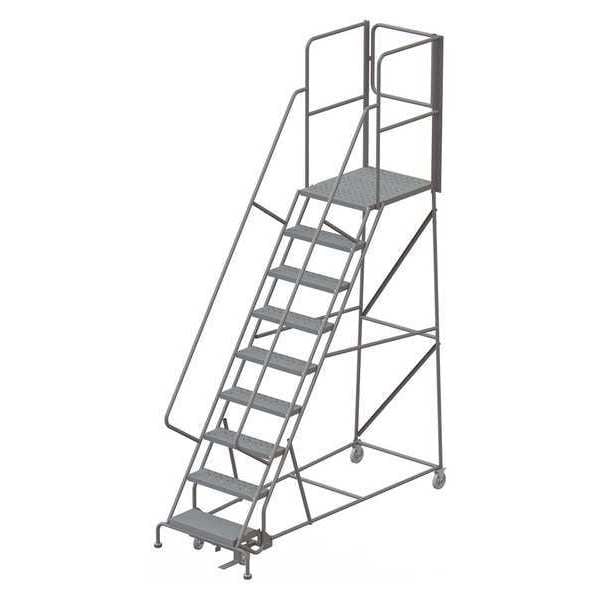 132 in H Steel Rolling Ladder, 9 Steps, 450 lb Load Capacity