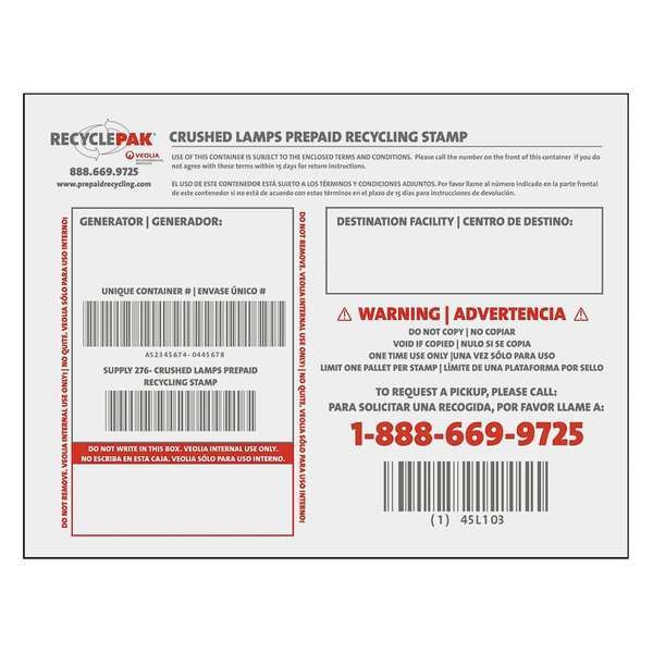 Crushed Lamps Prepaid Recycling Stamp