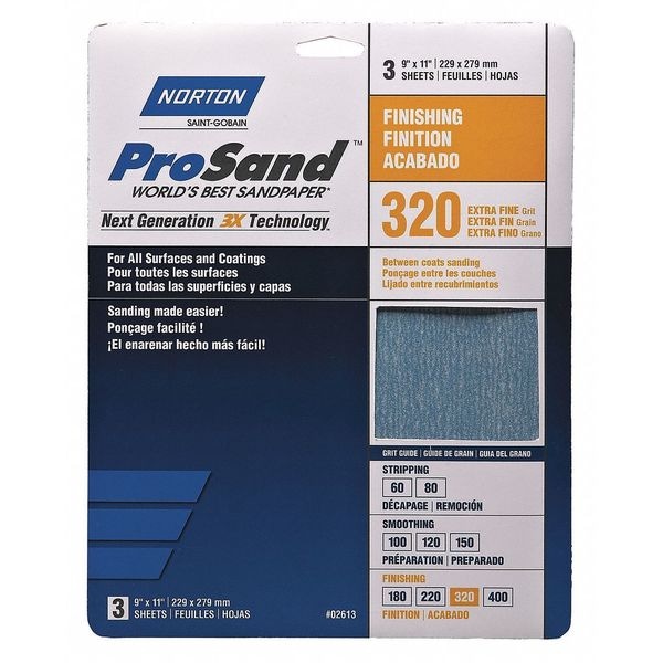 Sandpaper Sheet, Very Fine, 320 Grit, PK20