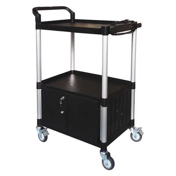 Cart with Cabinet, 47-1/4 in. H, Black