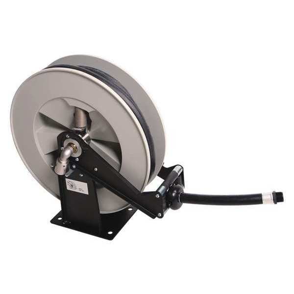 Spring Return Hose Reel, 3/4 in Hose Diameter, 25 ft Length, 1,700 psi Max. Pressure, Gray