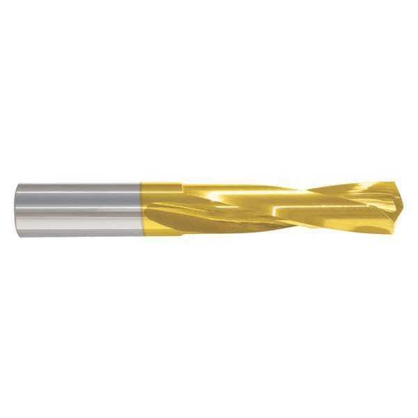 Screw Machine Drill Bit, 9/32 in Size, 135  Degrees Point Angle, Solid Carbide, TiN Finish