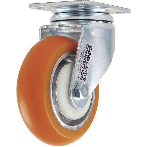 Swivel Plate Caster, Polyurethane, 400 lb.