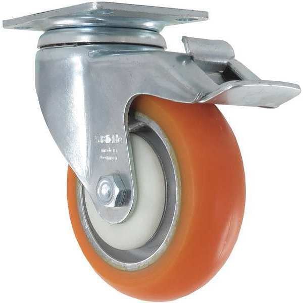 Swivel Plate Caster, Polyurethane, 400 lb.
