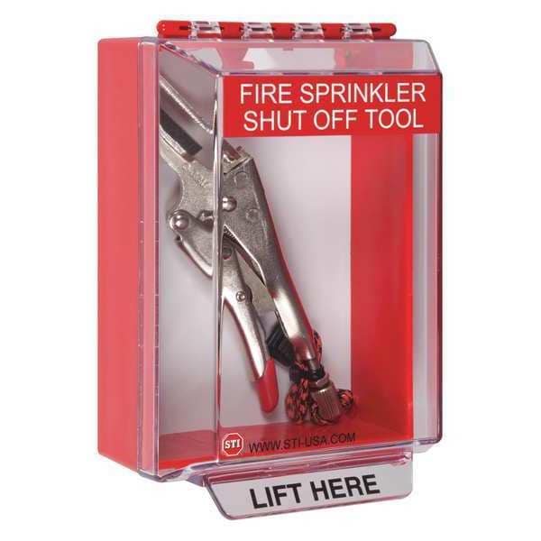 Universal Stopper, Polycarbonate, Surface Mount, 4 7/8 in W x 6 in H x 3 1/8 in D, Clear, Gray, Red
