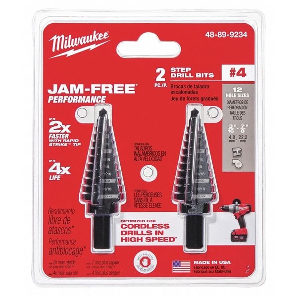 Step Drill Bit Set No. 4, PK2