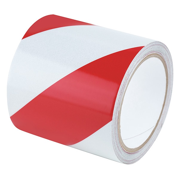 Reflective Safety Tape Vinyl Red/White, 4" W x 10 yd. L, 5.5 mil Thick