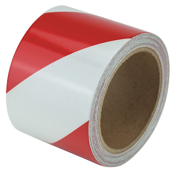 Reflective Safety Tape Vinyl Red/White, 3" W x 10 yd. L, 5.5 mil Thick