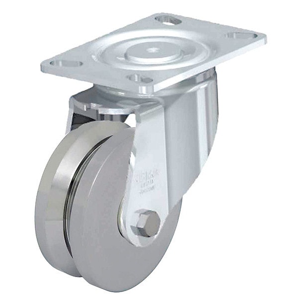 Plate Caster, 2000 lb. Load, Silver Wheel