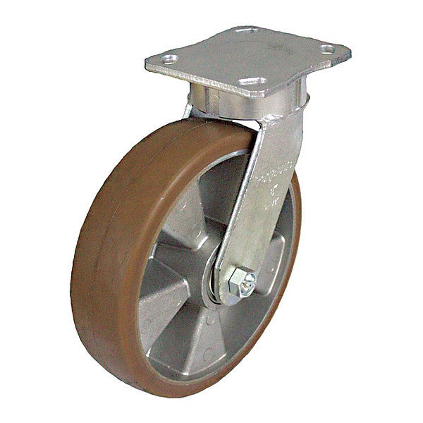 Plate Caster, 1540 lb. Load, Brown Wheel