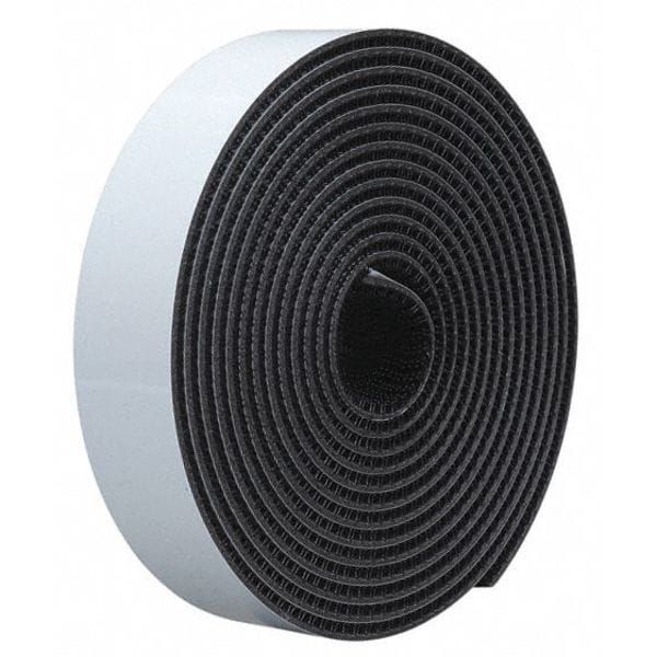 Reclosable Fastener, Rubber Adhesive, 10 ft, 1/2 in W, Black