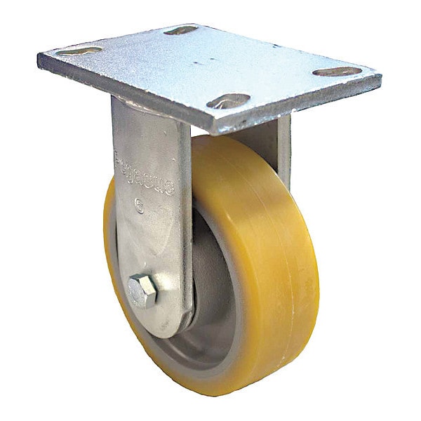 Plate Caster, 3530 lb. Load, Yellow Wheel