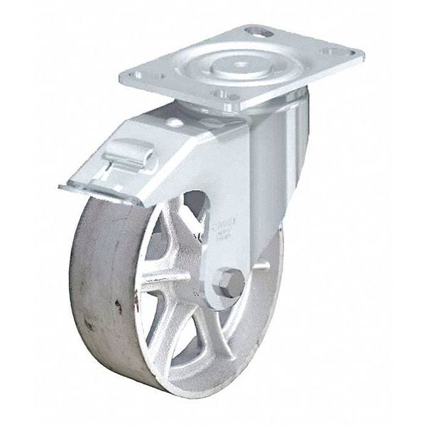 Plate Caster, 1250 lb. Load, Silver Wheel
