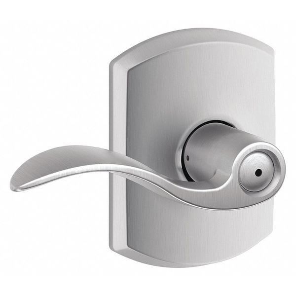 Door Lever Lockset, Satin Chrome, Privacy