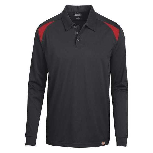 Men's Long Sleeve Shirt, Polyester, Pullover, Black/Red, M