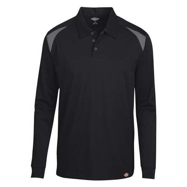 Men's Long Sleeve Shirt, Polyester, Pullover, Black/Gray, L