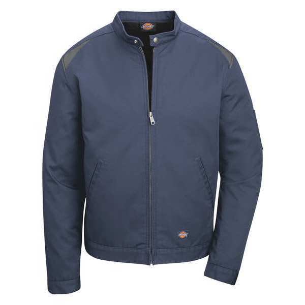 Men's Jacket, Twill, Polyester/Cotton, Zipper, Navy/Silver, 4Xl