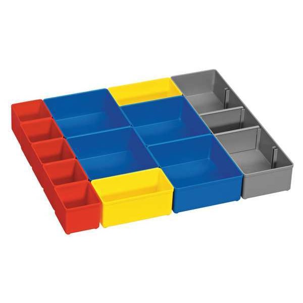 Gray, Red Plastic Storage Box Bin Cups, 14 1/2 in L, 11 in W, 6 3/4 in H