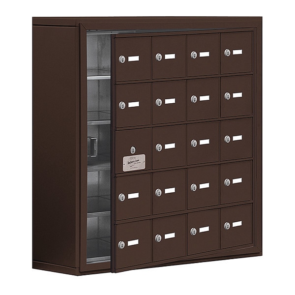 Cell Phone Locker, 30 1/2 in W, 9 1/4 in D, 31 in H, (4) Wide, (5) Tier, Bronze