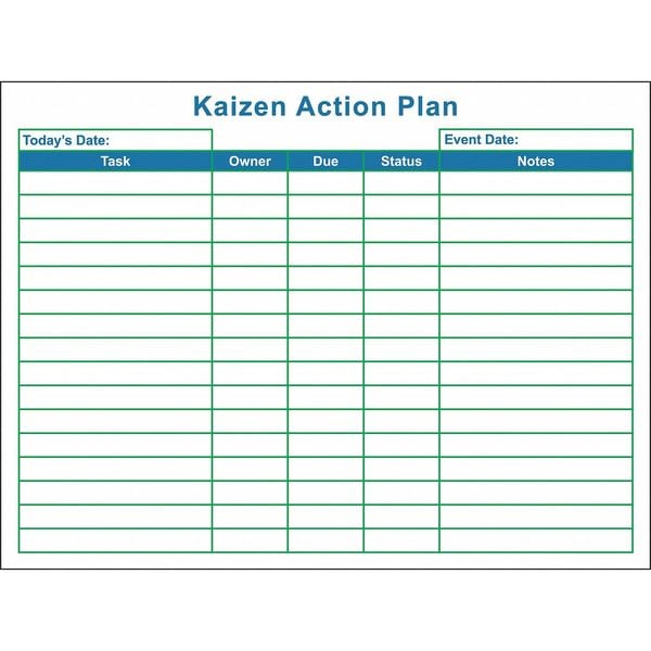 Kaizen Board, Plastic, 36 in, 48 in, No Frame Frame, White, Gloss