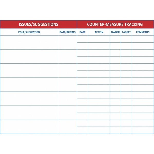 Lean Tracking Board, Plastic, 36 in, 48 in, No Frame Frame, White, Gloss
