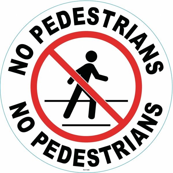 Anti-Slip Floor Sign, 17 in H, 17 in W, Vinyl, Circle, English, FS-17-606