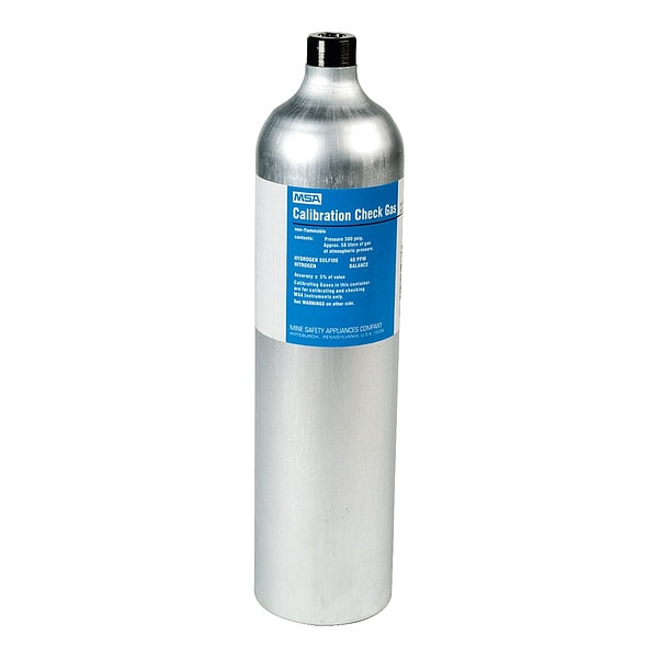 Calibration Gas, Hydrogen Sulfide, 58 L, RP Connection, +/-10% Accuracy, 500 psi Max. Pressure