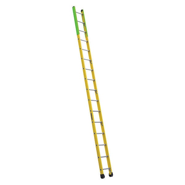 16 ft Overall H, Manhole Ladder, Fiberglass, Yellow Finish, 375 lb Load Capacity