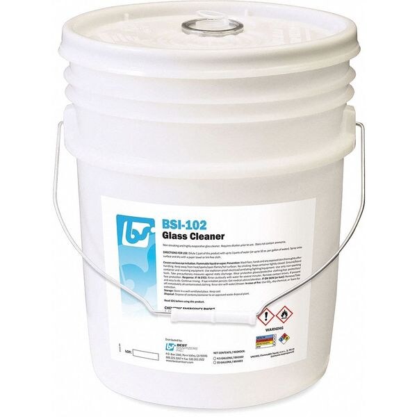 Liquid Glass Cleaner, 5 gal., Clear, Blue, Unscented, Pail