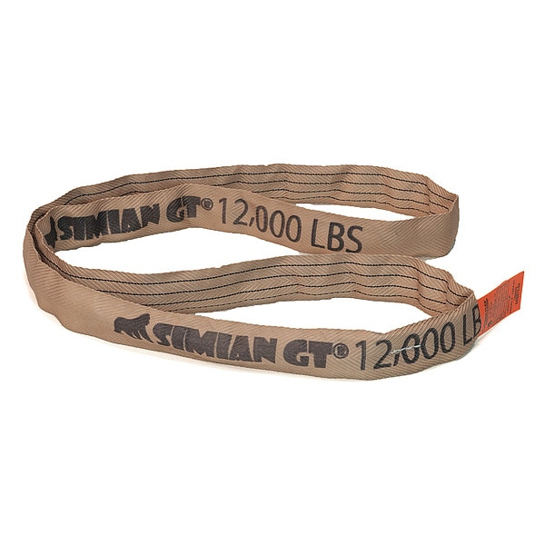 Round Sling, Endless, Tan, 12ft L, Polyester