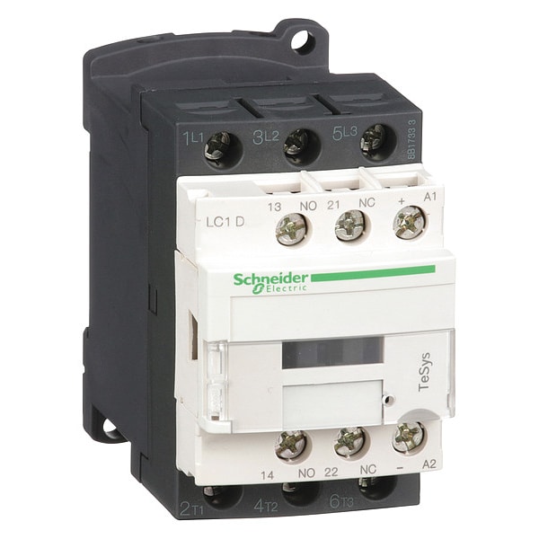 IEC Magnetic Contactor, 1NC/1NO, 24V DC, 3 P, Non-Reversing, Screw Clamp