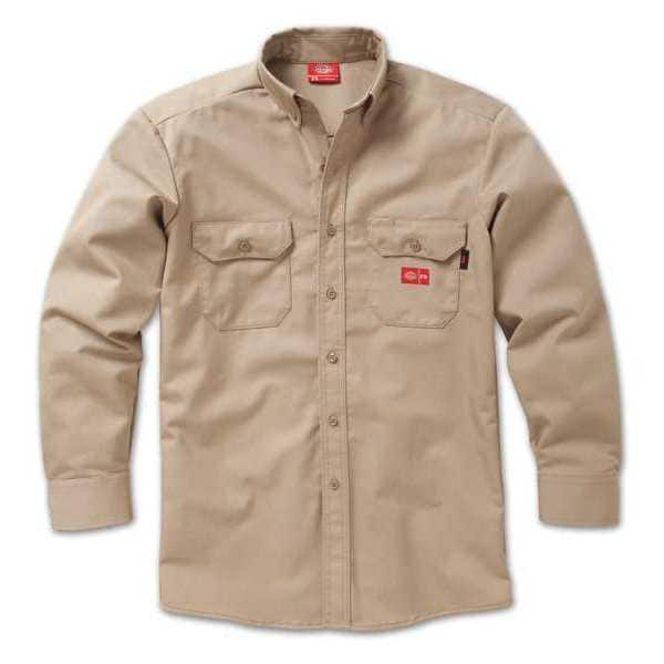 Flame-Resistant Button Down Work Shirt, 9.5 cal/sq cm, L, 12% Nylon, 88% Cotton