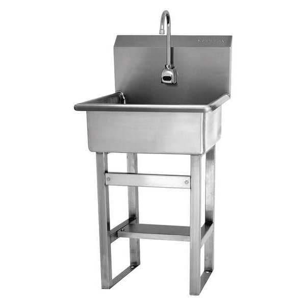 Floor Mount, 1 Hole, Sensor, Silver, Hands-Free Sink