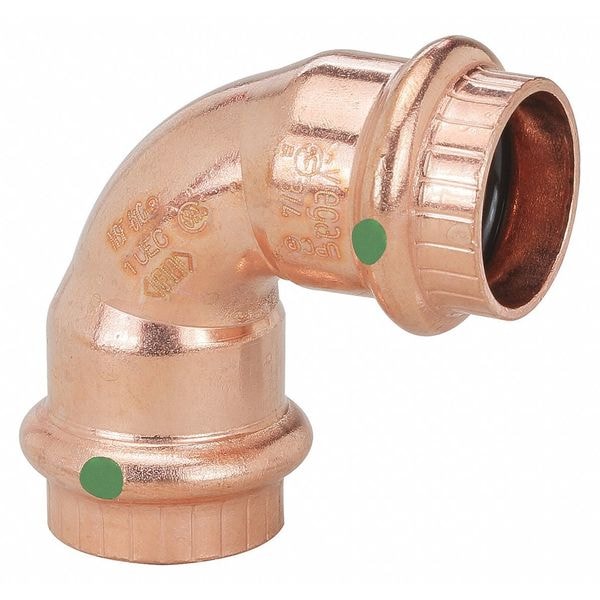 90 Degree Elbow, 2 in Press-Fit x 2 in Press-Fit, Copper, 200psi, 0 Degrees to 250 Degrees F