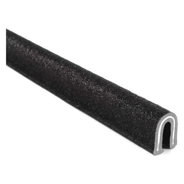 Edge Trim, PVC, Aluminum, 250 ft Length, 5/16 in Overall Width, Style: Rubber Look