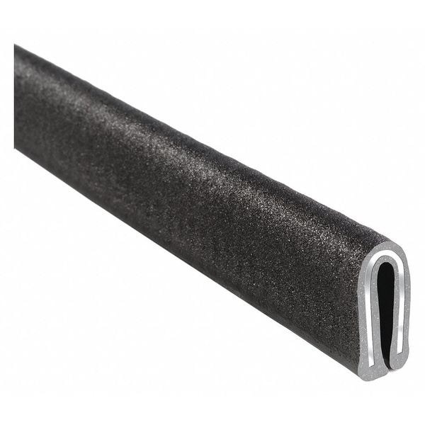 Edge Trim, PVC, Aluminum, 25 ft Length, 5/16 in Overall Width, Style: Rubber Look