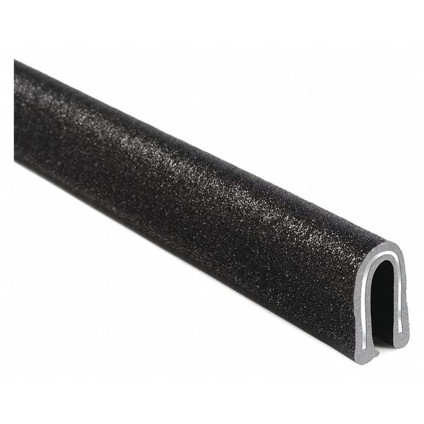 Edge Trim, PVC, Aluminum, 250 ft Length, 5/16 in Overall Width, Style: Rubber Look