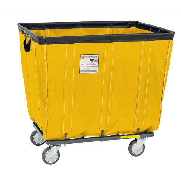 Antimicrobial Vinyl Basket Truck with Steel Base, 10 Bushel, Yellow