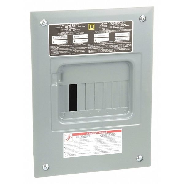 Load Center, QO, 6 Spaces, 100A, 120/240V AC, Main Lug, 1 Phase