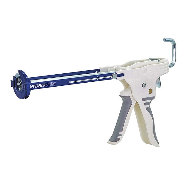 Caulk Gun, 10 oz Container Size, Steel, 10:01, Skeleton Frame, Blue/Gray/White
