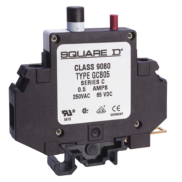 Thermal Magnetic Circuit Protector, NEMA TERMINAL BLOCKS Series, 0.5A, 1 Pole, 250V AC
