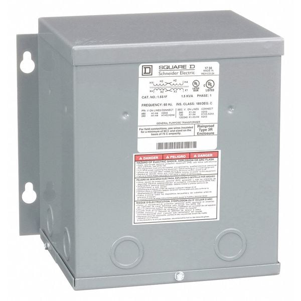 General Purpose Transformer, 15 kVA, NEMA 3R, 120/240V AC, 240/480V AC